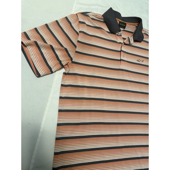 Greg Norman for Tasso Elba Play Dry Men's Striped Polo Shirt Orange Gray White M - Picture 3 of 6